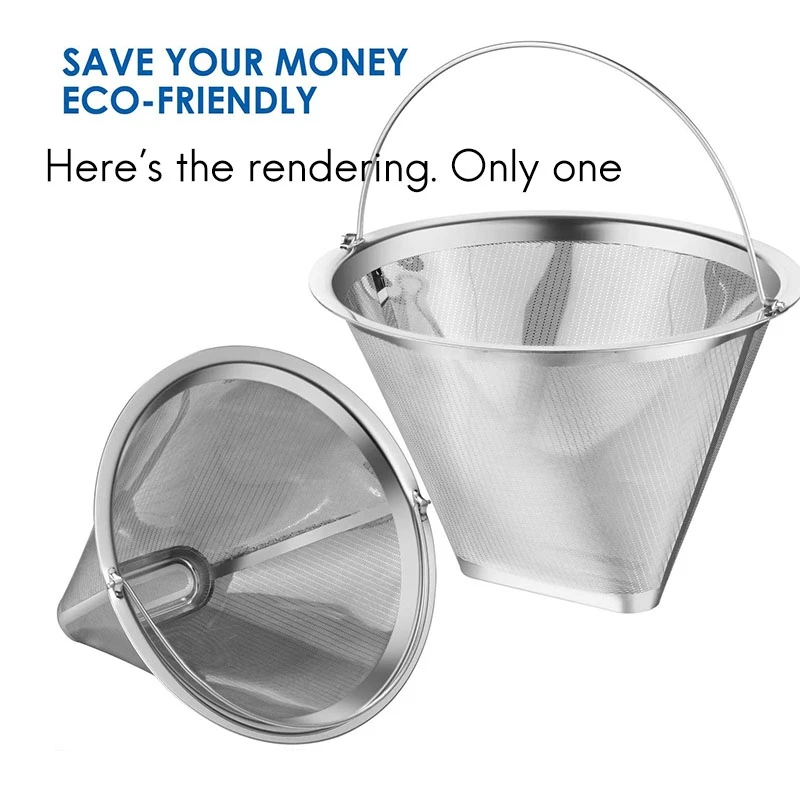 Cone Coffee Coffee Filter Reusable Stainless Steel Material with Handle