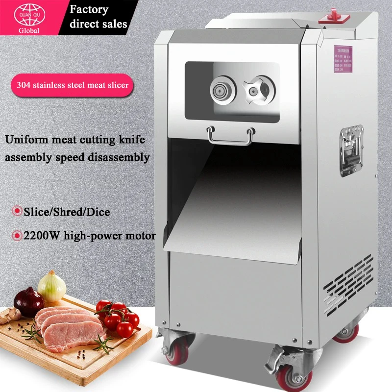 Electric Meat Cutting Machine Meat Cutter 110V/220V Commercial Electric Slicer Stainless Steel Drawer Meat Slicing Machine