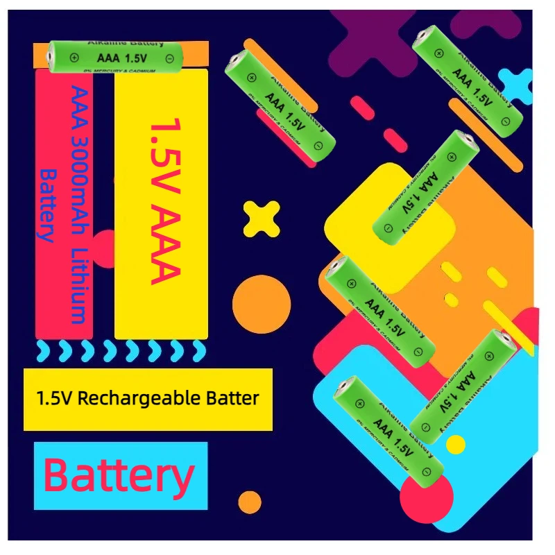 

New AAA 3000mAh Lithium Battery 1.5V Rechargeable Battery for Computer Clock Radio Video Game High Quality Battery