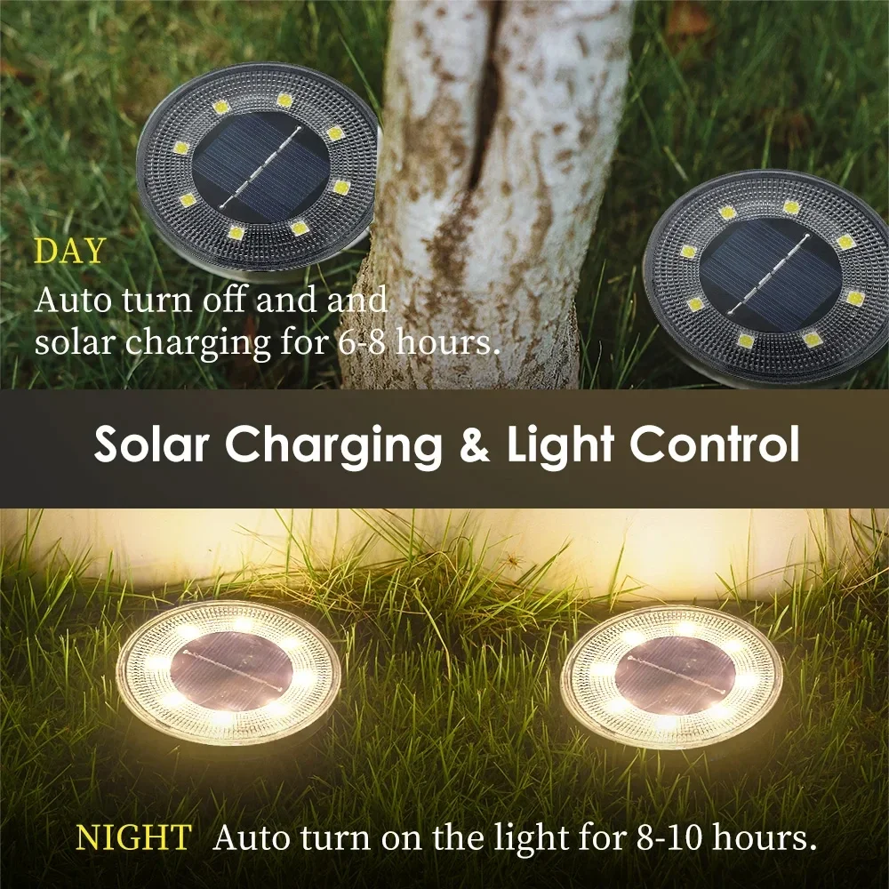 

Waterproof IP68 LED Outdoor Solar Power Ground Light Lighting Control Path Deck Lights Yard Driveway Lawn Garden Decoration Lamp