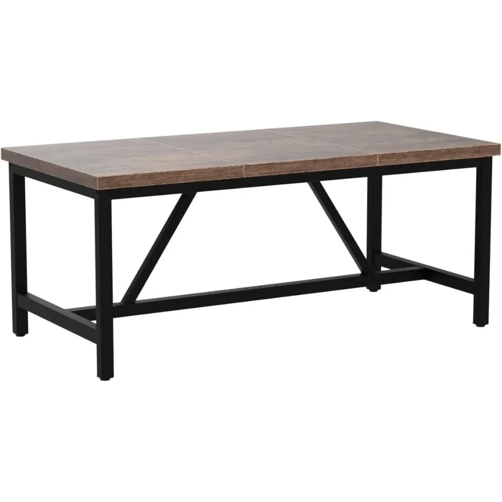 

70.8" Large Kitchen Dining Room Table for 6-8 People, Rustic Brown Farmhouse Industrial Wood Style Rectangle Apartment Dinning