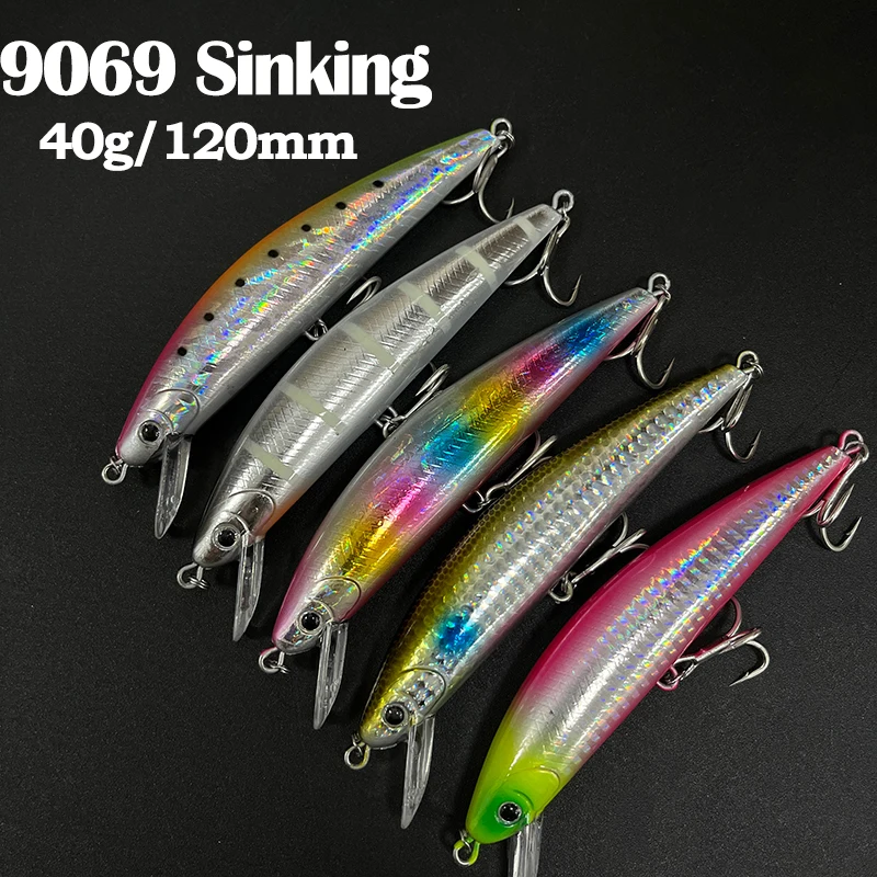 

120mm 40g Heavy Sinking Minnow Fishing Lures Seabass Trout Artificial Hard Baits Long Casting Pesca Wobbler Swimbait Equipment