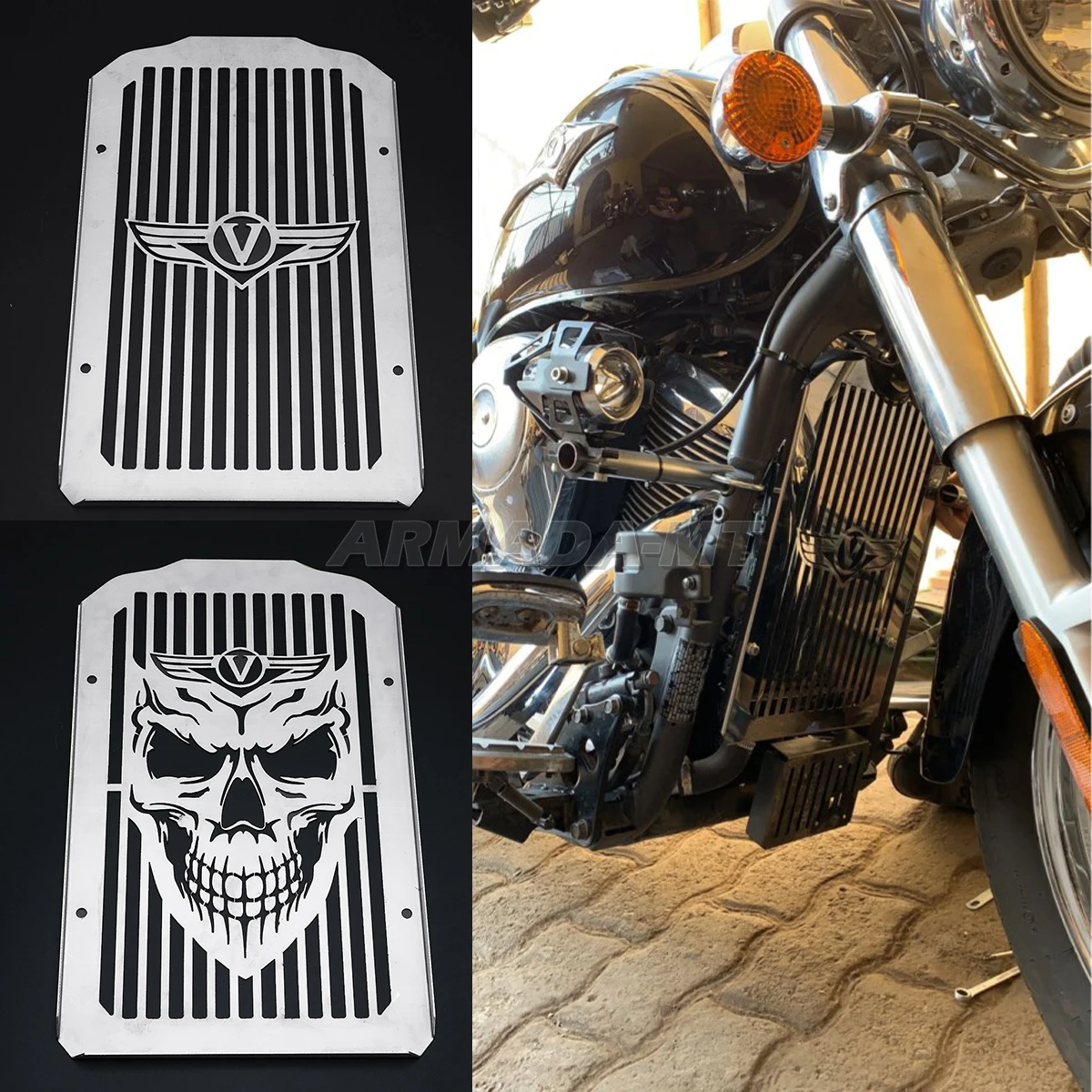 Стальной Хромированный защитный радиатор для мотоцикла Kawasaki VULCAN 900 VN900 Classic/LT Custom 2007-2009