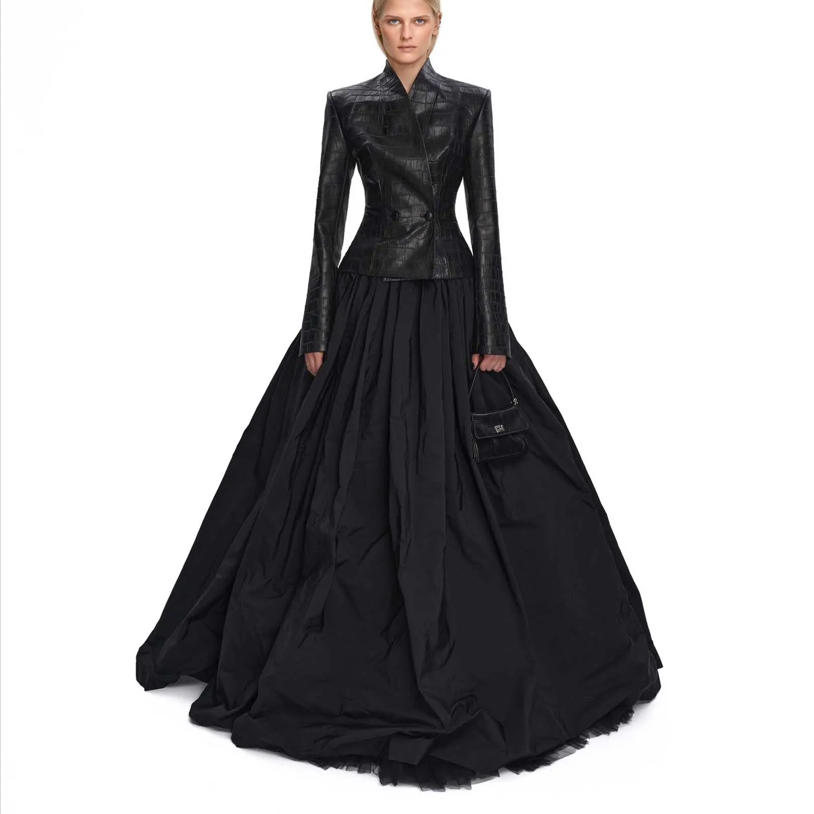 

Magic Black Maxi Skirt Evening Wear Ball Gown Taffeta Skirt with Tulle Petticoat Custom Made Long Prom Party Skirts Event Gown