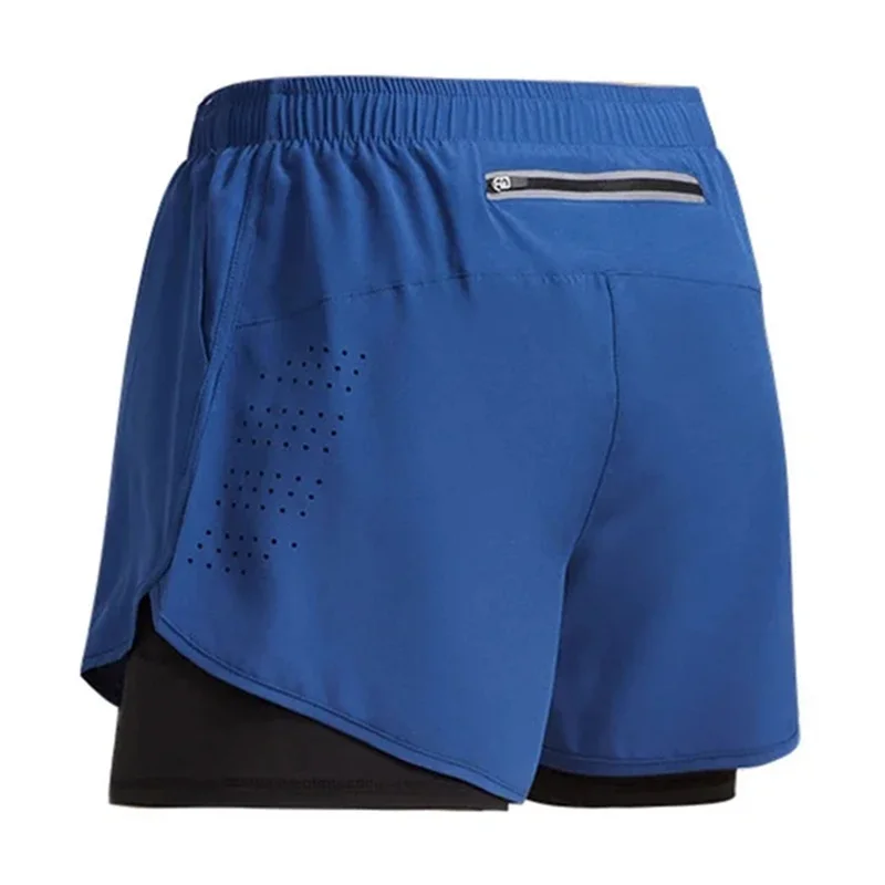 Pantaloncini da corsa da uomo quick-dry Fitness pantaloncini a due piani traspiranti pantaloncini da allenamento per palestre da uomo pantaloncini