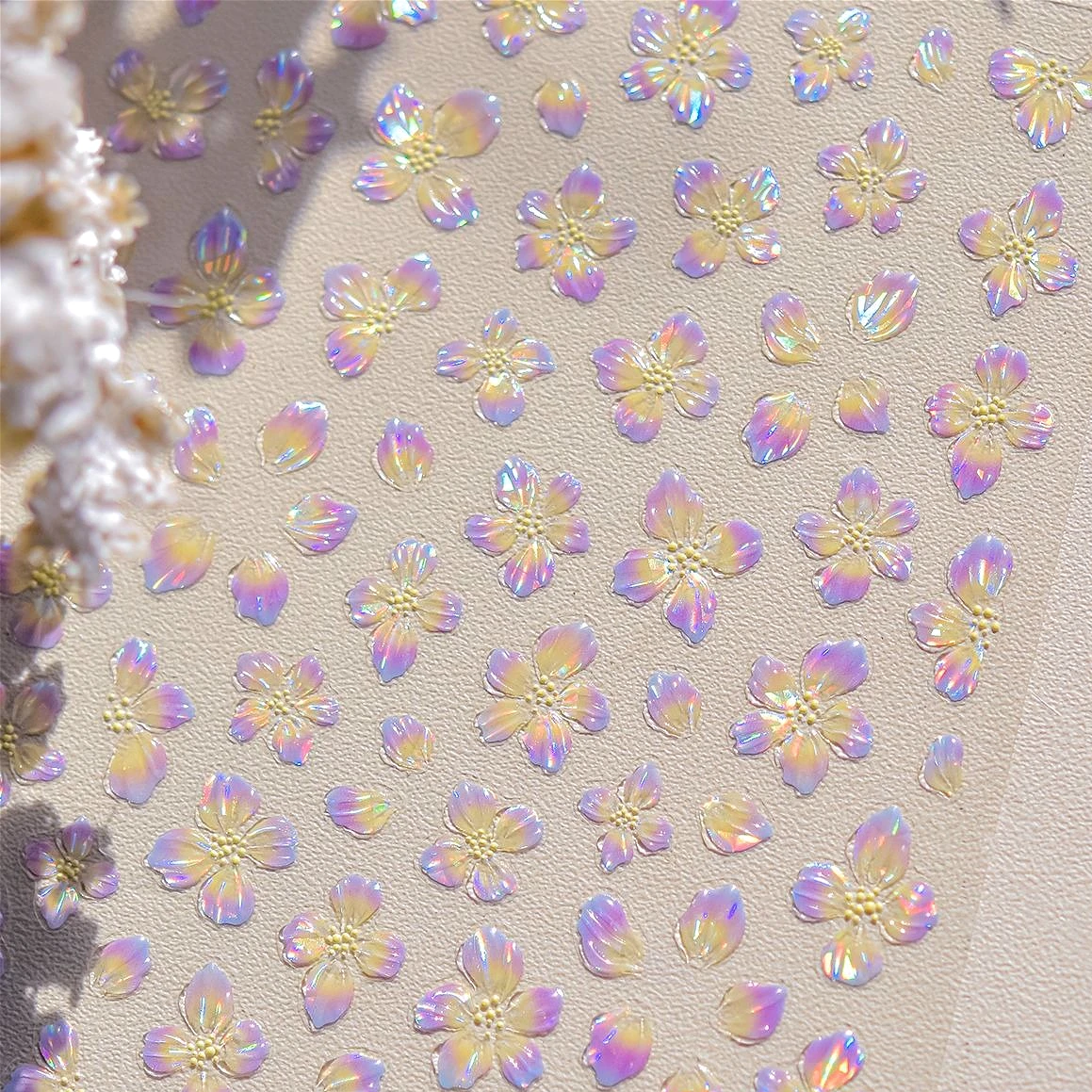 

Purple Yellow Gradient Jelly Blooming Lily Flower Petal Blossom Blue Pink White Colorful Nail Art Stickers Charm Manicure Decals