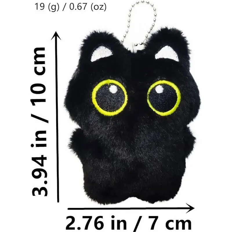 Simpatico gatto nero peluche 10 cm piccola bambola ciondolo portachiavi cartone animato morbido animale farcito bambola zaino borsa decorazione regalo