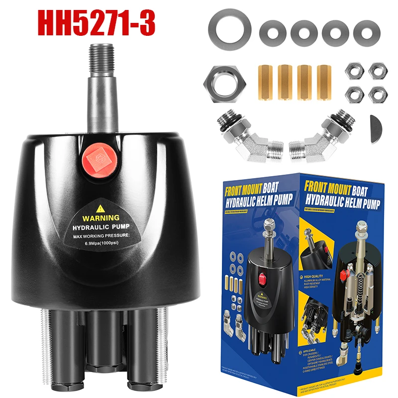 Outboard Hydraulic Steering Pump, 300 HP Hydraulic Pump Helm, HH5271-3 Front Mount, for Cruisers Runabouts Boats