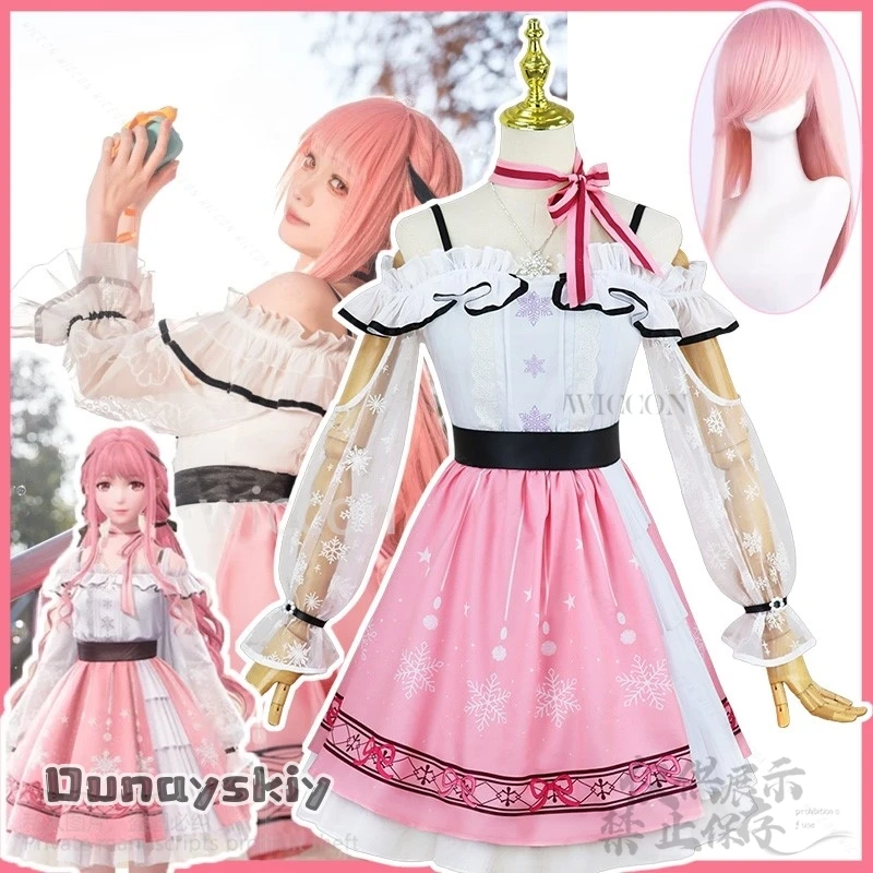 Аниме игра Infinity Nikki косплей костюм розовое платье Лолита милая униформа парики для Хэллоуина, Рождественской вечеринки, потому что девушки по индивидуальному заказу