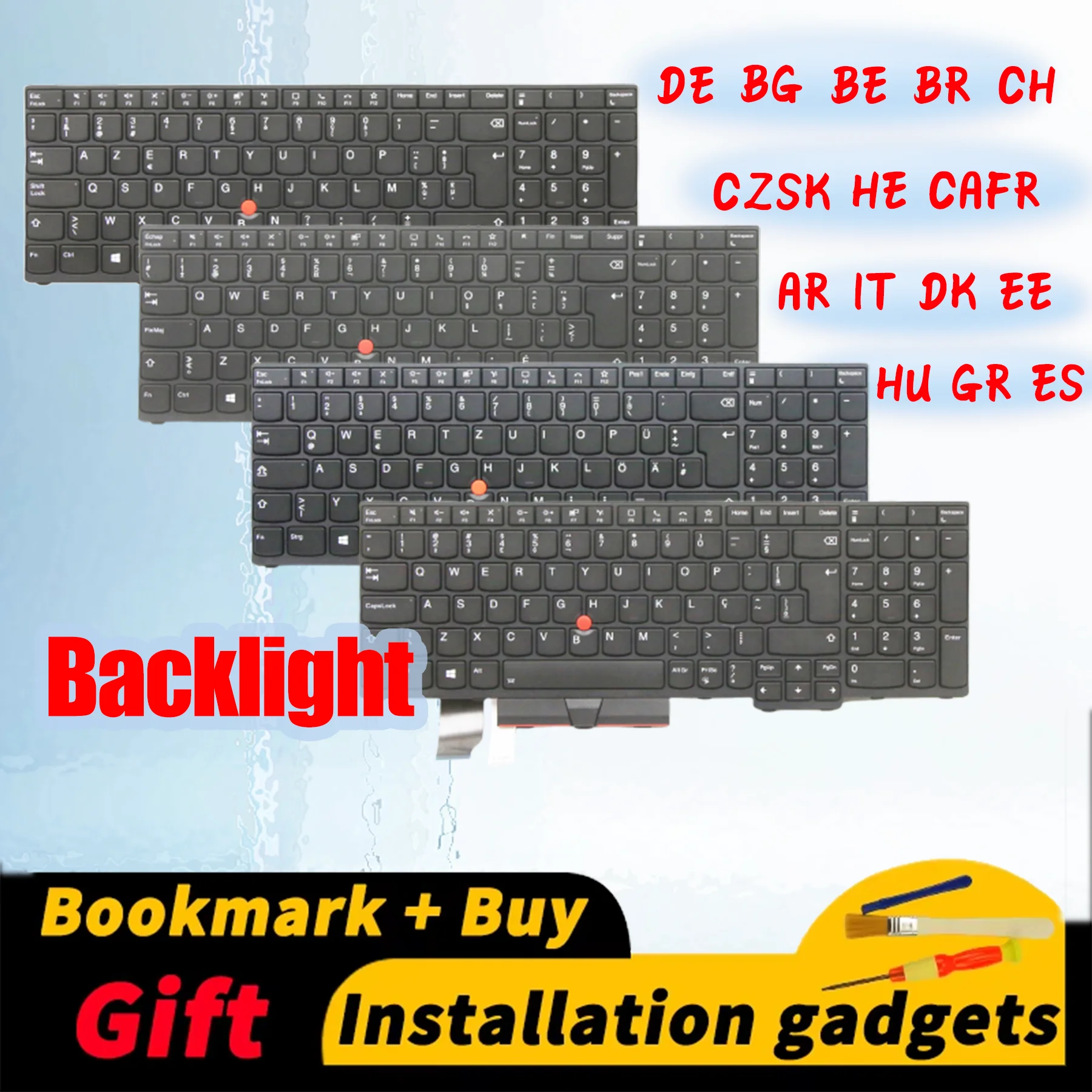 

Suitable for Lenovo Thinkpad L15 Gen1/L15 Gen2 backlit keyboard AR BE BG BR CAFR CH CZSK DE DK EE ES GR HE HU IT