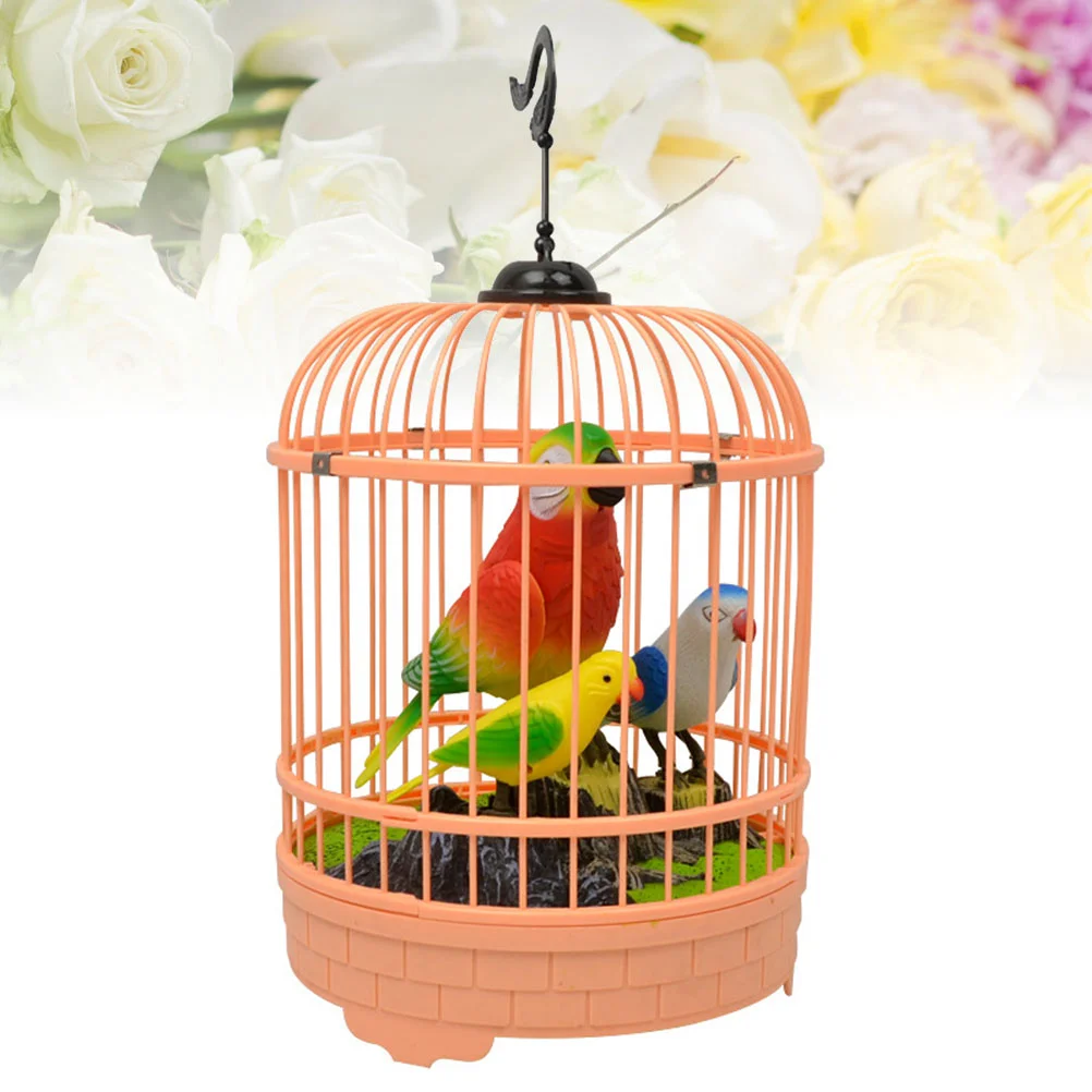 Voice Control Sound Activated Birdcage Toys Kids Chirping Bird In Cage Electronic Pet Interactive Movement Head Shaking Mouth