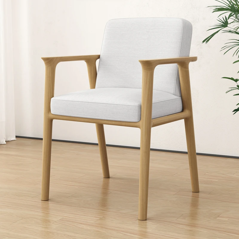 

Solid wood soft bag dining chair home backrest restaurant lounge chair stool retro cafe armrest