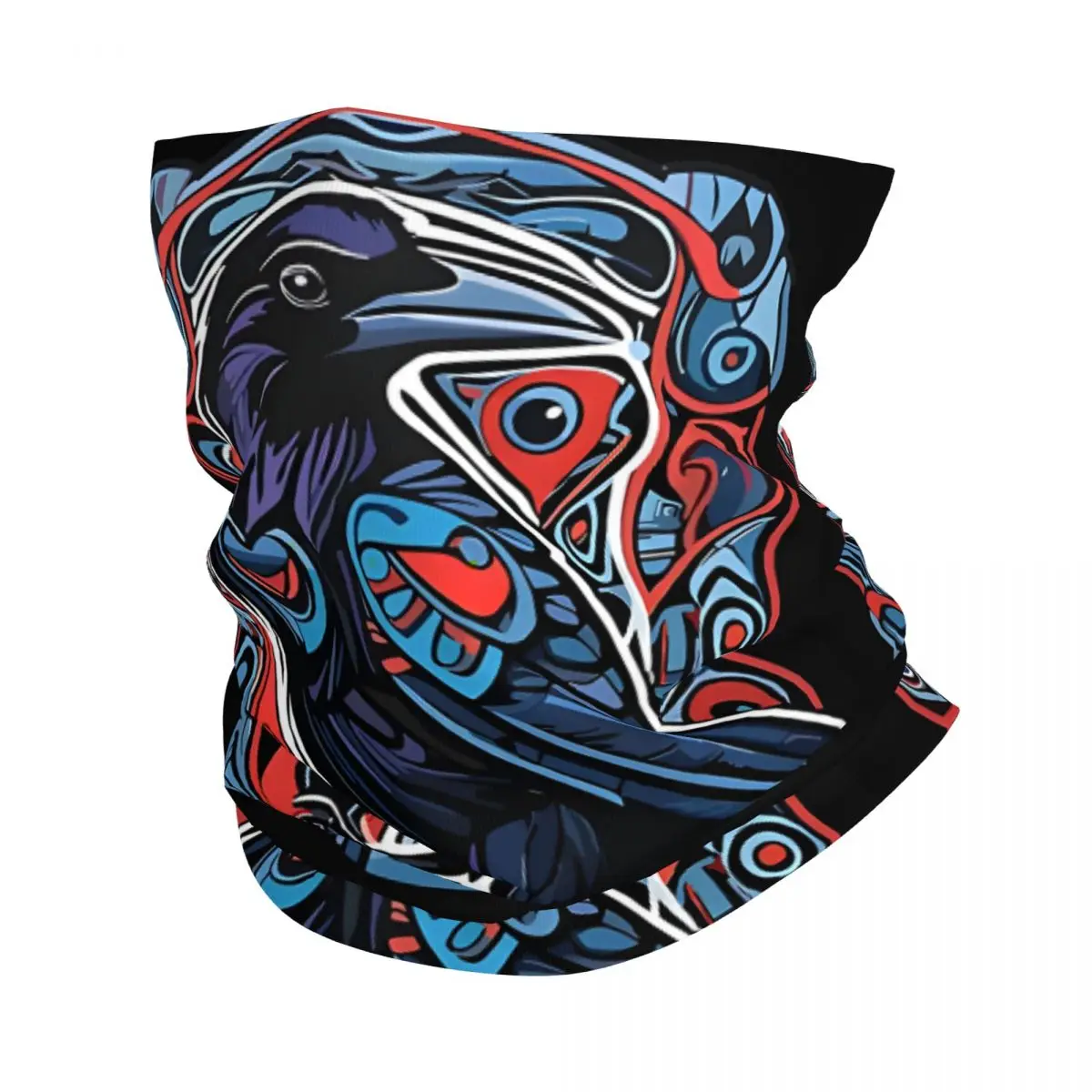 Haida Raven Totem Thin Wrap Scarf Bandana Neck Gaiter Face Cover Headband