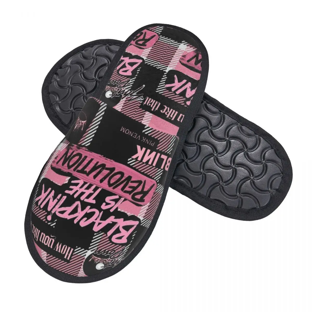 Custom Pinkks Kpop Blacks Is The Revolution Pantofole da casa da donna Comode scarpe da pantofola da camera da letto con memory foam