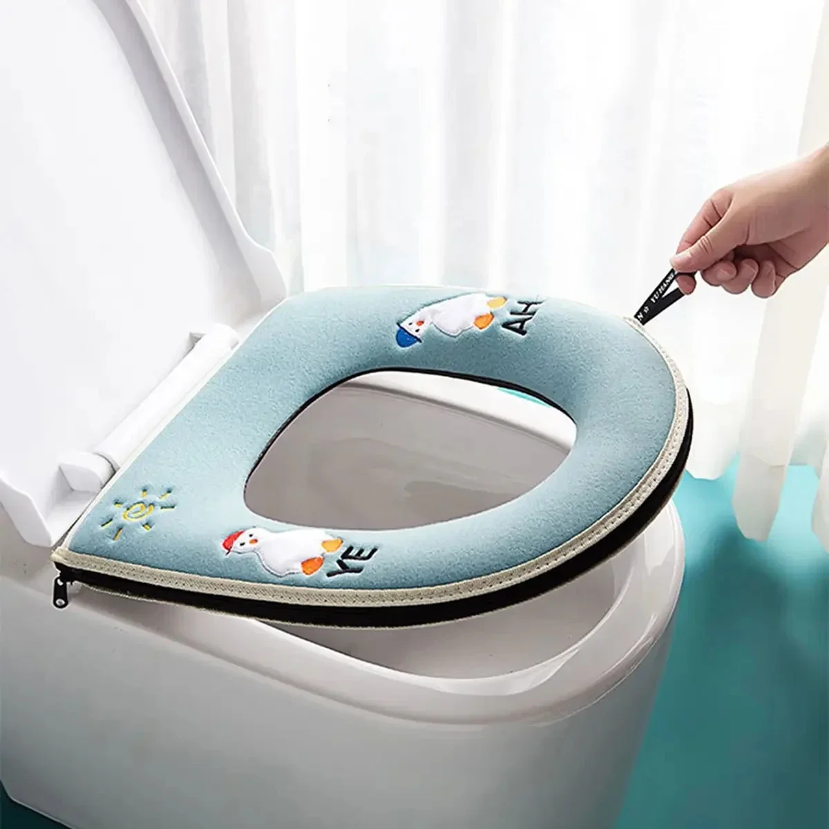 Cuscino per sedile WC 1PC, cuscino per WC in peluche per uso domestico, copriwater, cuscino ad anello per sedile WC in peluche universale per tutte le stagioni