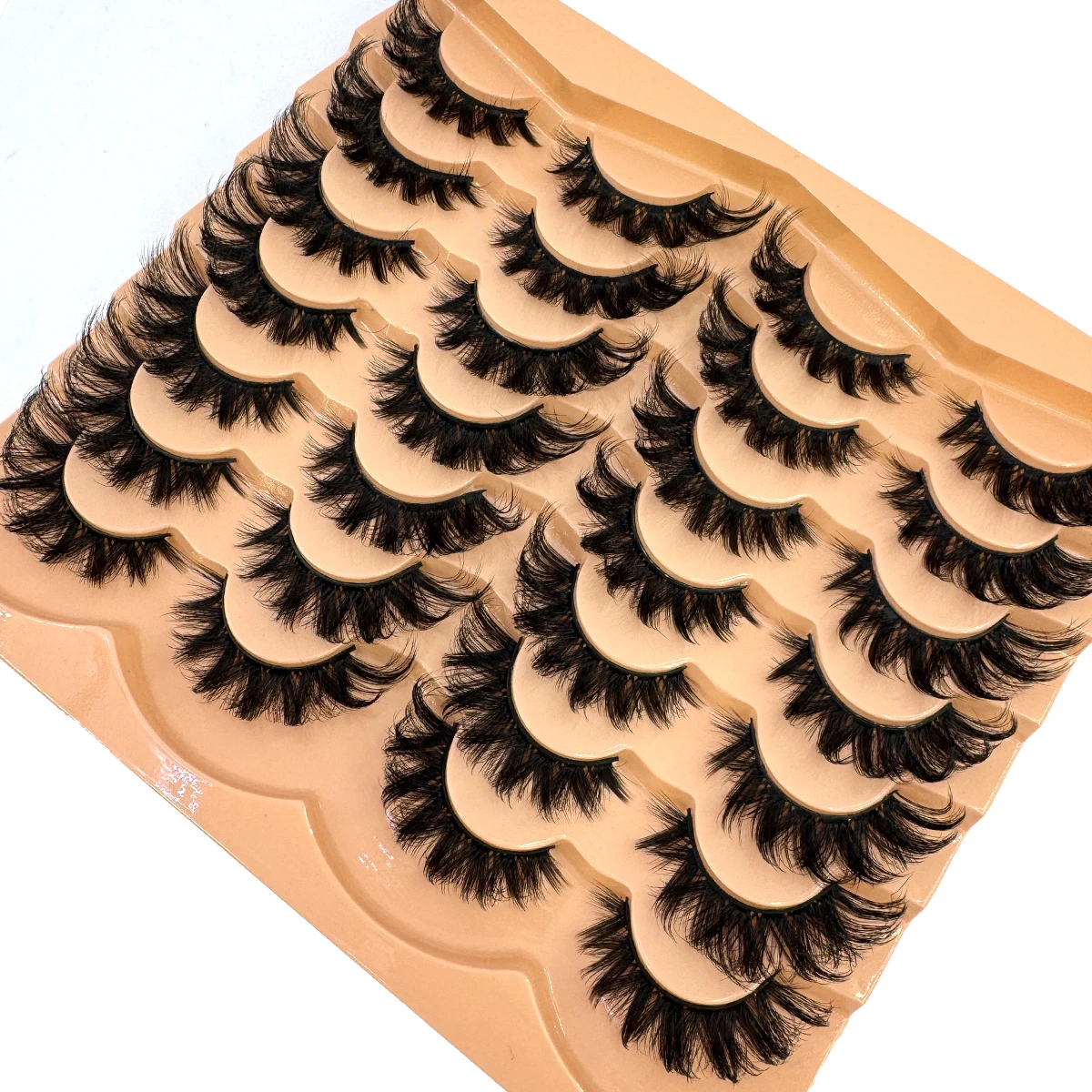 Hbzgtlad 14 pares de cílios de vison em massa volume russo fofo natural cílios postiços grossos dramáticos cílios de vison atacado maquiagem
