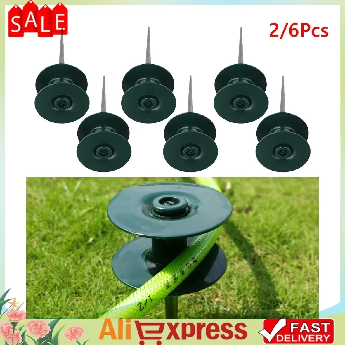 

2/6Pcs Hose Guide Garden Hose Smooth Roller Guide Resin Wheel With Heavy Duty Zinc Metal Spike Garden Tool Accessories