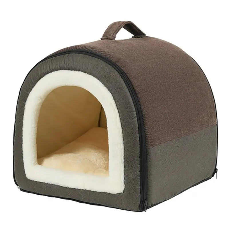 

ABLJ For Small To Medium Dogs And Cats Pet Bed:Deluxe Soft, Non-Slip Detachable Design Coffee Brown