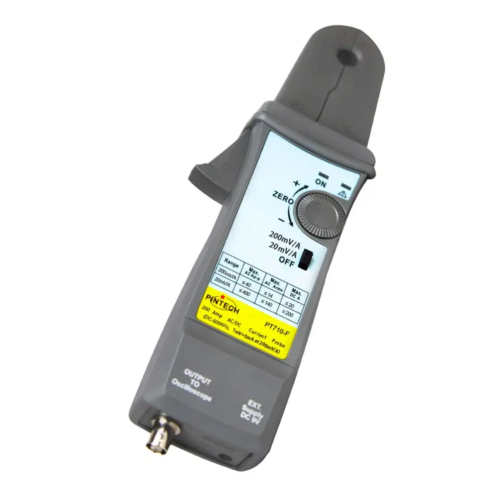 PINTECH PT710-F Oscilloscope Probe AC/DC Current Probes, 300A, 500kHz, Multimeter Current Clamp Meter with BNC Connector