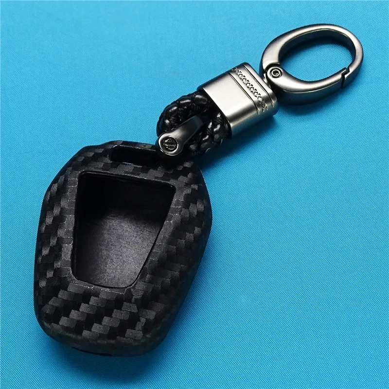 For Isuzu DMAX D-MAX Mu-x 2.5 2 Buttons Ignition Car Key Case Carbon Fiber Silicone Remote Fob Car Black Cover KeyChain