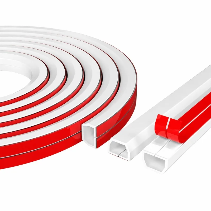 1PC 1M/39.37IN PVC Self Adhesive Trapezoid Cable Raceway Wire Duct Cord Hider Cable Cover Organizer for Wall Desk Floor