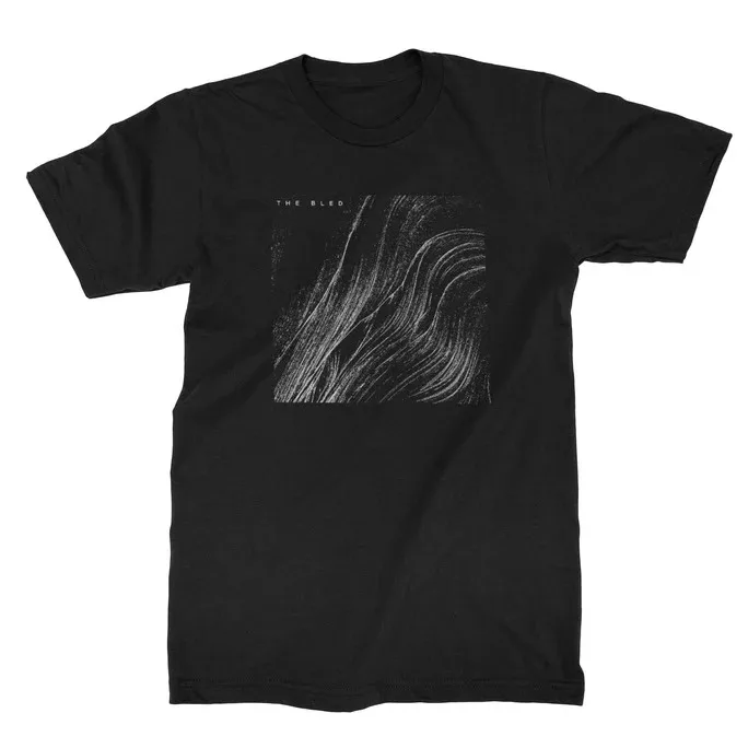 The Bled Dark Floral Themed Print T Shirt, Stylized Hand Drawn Dripping White Rose and Bold Band Logo Text