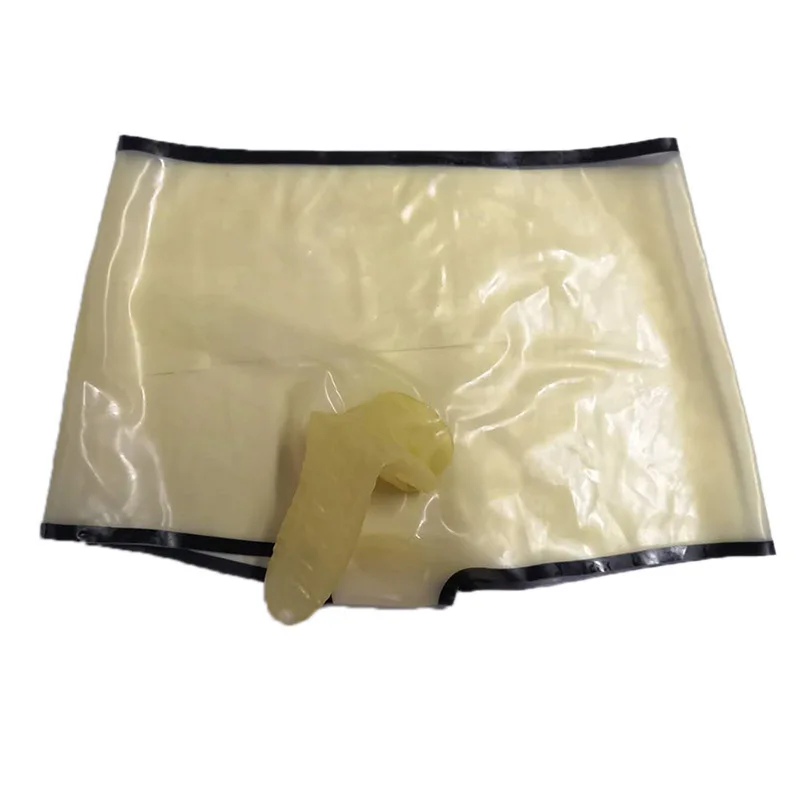 Men'S Transparent Natural Latex Shorts With Condom