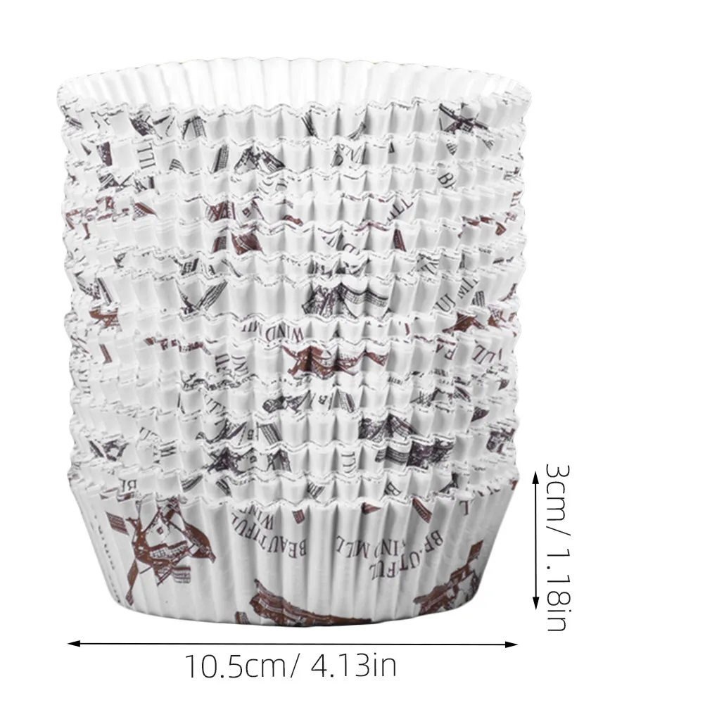300Pcs Paper Cake Liners Round Cupcake Baking Cups Grease-Proof Heat-Resistant Windmill Printed Odorless Safe for Cupcakes