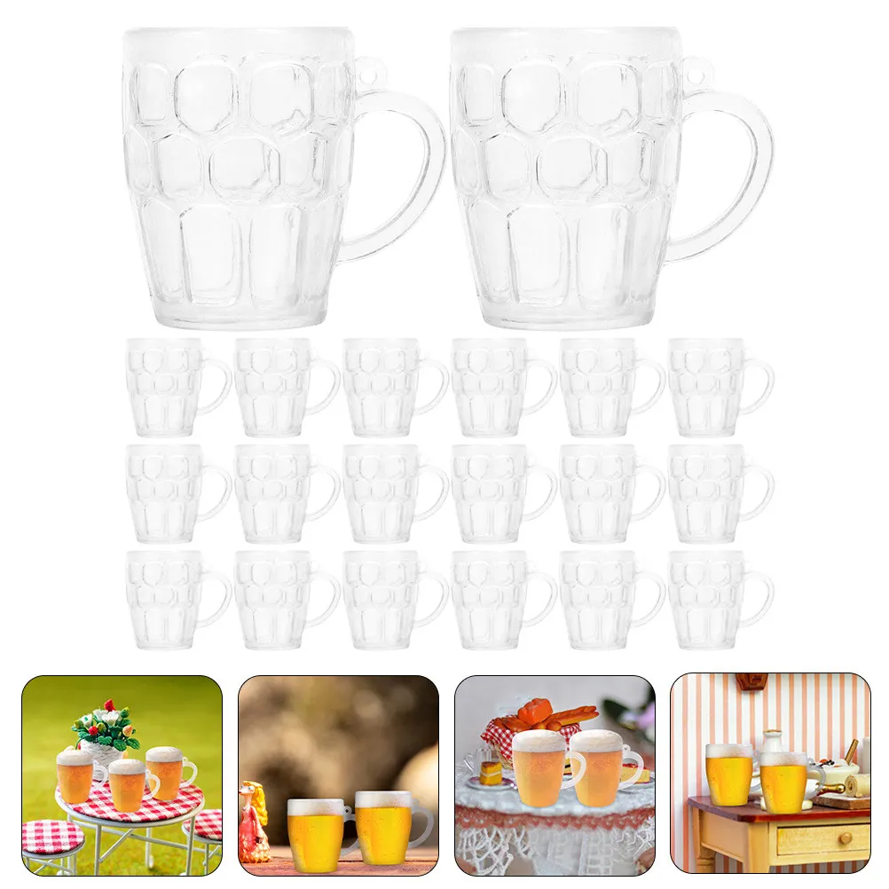 

24Pcs Miniature Beer Cups Plastic Fake Beer Cup Decor Craft Supplies Miniature House Decoration DIY Kitchen Accessories