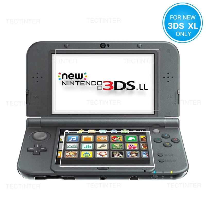 واقي شاشة علوي من الزجاج المقسى لنينتندو الجديد 3DS XL/LL أسفل HD طبقة حماية شفافة PET لملحقات 3DS الجديدة