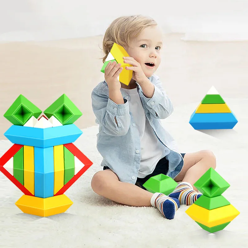 เด็ก Montessori ของเล่นซ้อนของเล่นสำหรับเด็ก2-5Y บล็อกตัวต่อเด็กวัยหัดเดินการศึกษาประสาทสัมผัสของเล่นซ้อนบล็อกของขวัญเด็ก