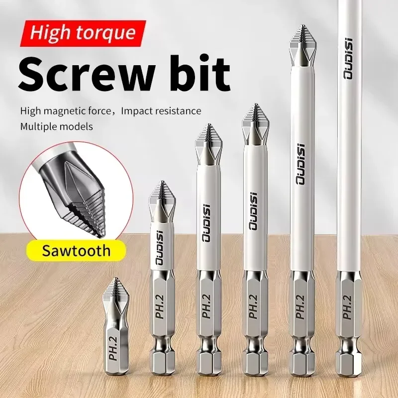 6 PCs Non-Slip Magnetic Cross Head Household Electric Driver Screw Set High Hardness Hand Drill Bits Electric Screwdrivers Bit