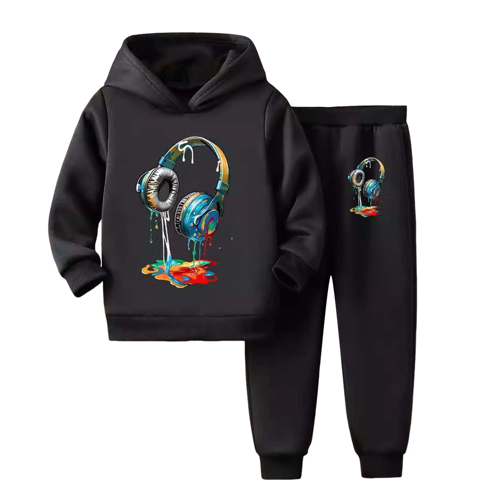 

5t Boys Summer Clothes Boys Comfortable And Warm Cute Cartoon Print Long Sleeved Hoodie Pants Casual Two Fall Baby Girl Clothe