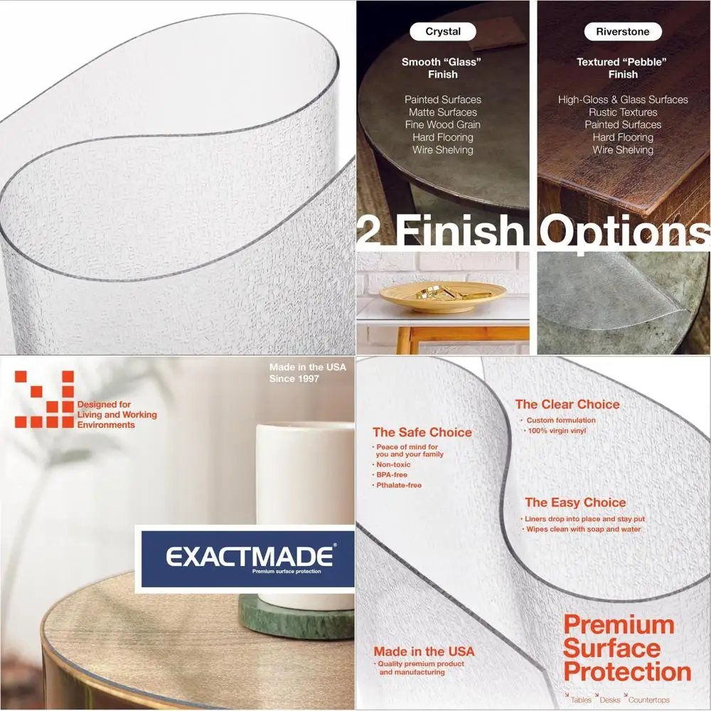 

Pebble Textured Clear Vinyl Table Protector, 46x80 Inches, 2mm Thick, Safe for Dining Rooms, USA Made, Long-lasting Table Pad