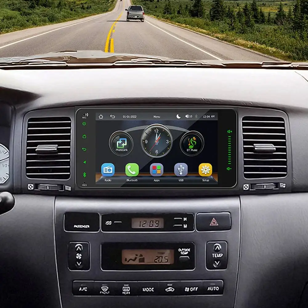 7Inch Touch Screen  Colorful Lights FM Radio MP5 Multimedia Player For Toyota Corolla  Wireless CarPlay  Android auto Car Stereo