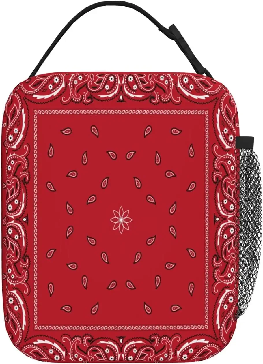 Fiambrera con Mandala de Cachemira roja para hombres y mujeres, bolsa suave aislada, bolsa enfriadora reutilizable para el trabajo, Picnic, senderismo, bolsa de almuerzo de talla única