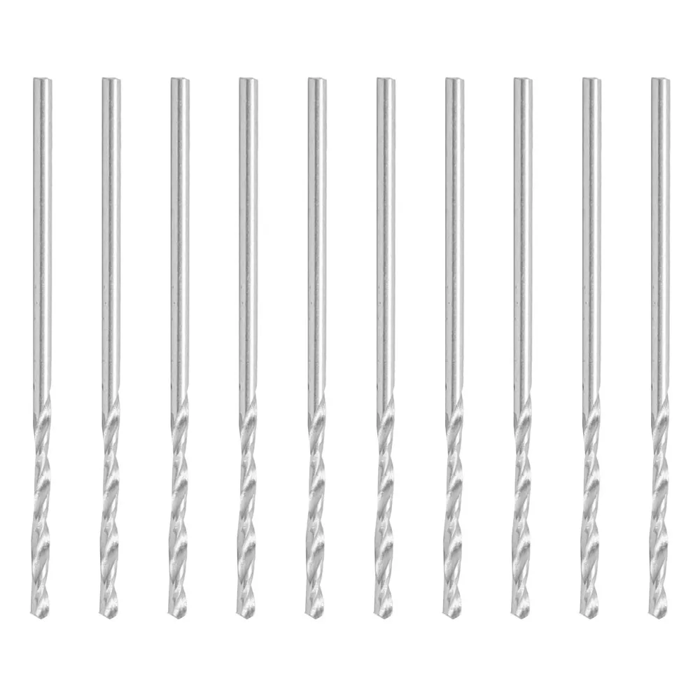 10pcs High-Speed Steel Twist Drill Bits Uncoated Bright Finish 118° Point Angle Straight Shank Drill Bits 1.3mm Diameter