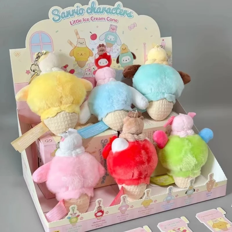 TOPTOY Sanrio Characters Little Ice Cream Cone Blind Box HelloKitty Kuromi Figure Doll Pendant Keychain Mystery Bag Charm