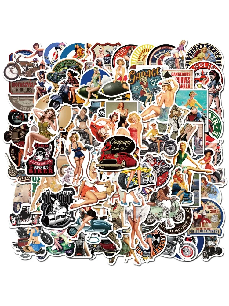 10/50/100 pièces rétro Pin Up filles autocollants Sexy femmes pour bricolage téléphone moto casque Scrapbooking ordinateur portable valise Skateboard