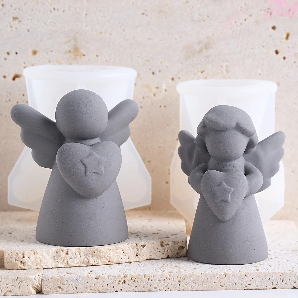 Cute Love Angel Silicone Candle Mold DIY Heart Wings Girl Figurine Ornament Making Plaster Resin Craft Casting Molds Home Decor