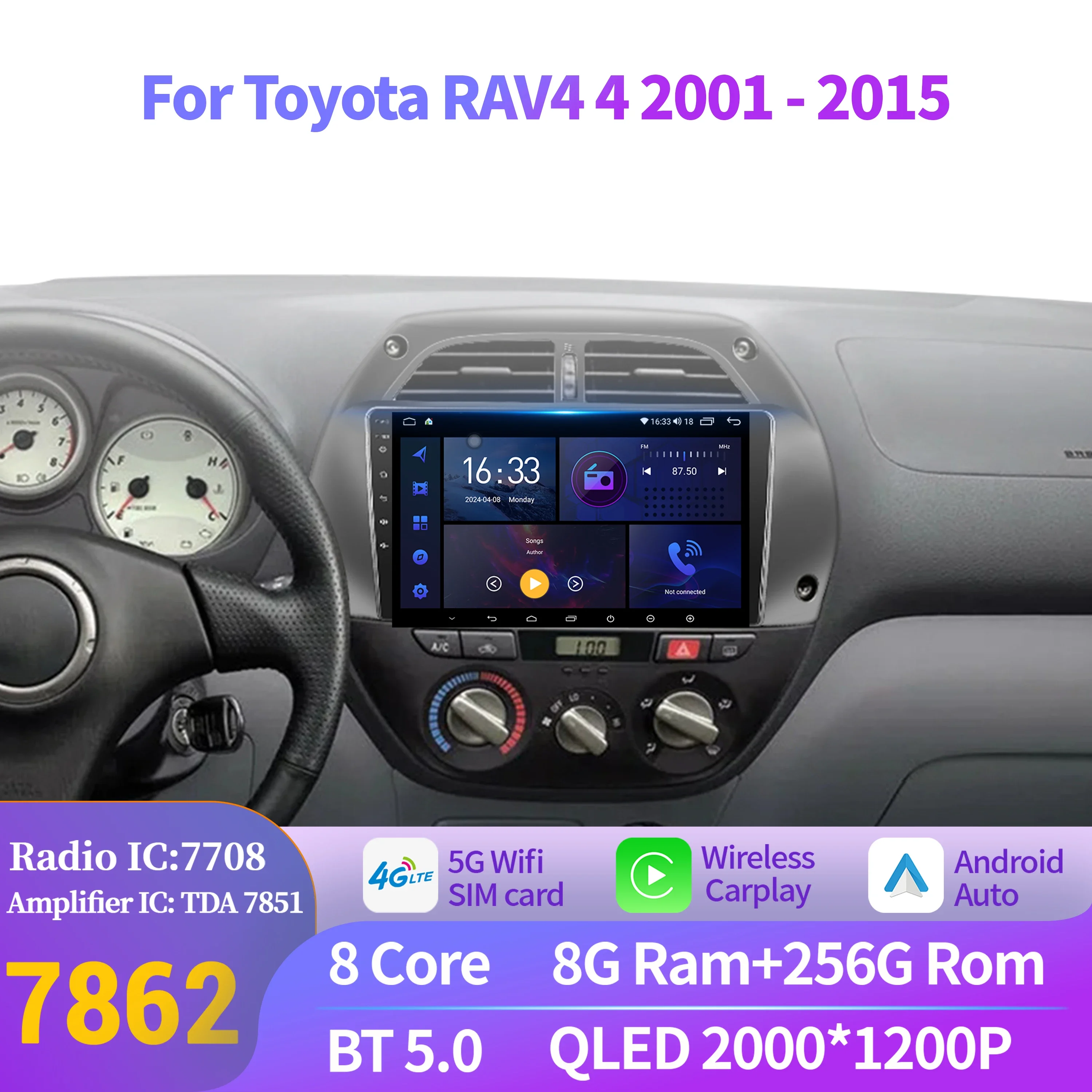 

Android 14 Car Radio Multimedia Navigation For Toyota RAV4 4 2001-2015 Stereo Wireless Bluetooth Carplay Touch Head Unit Screen