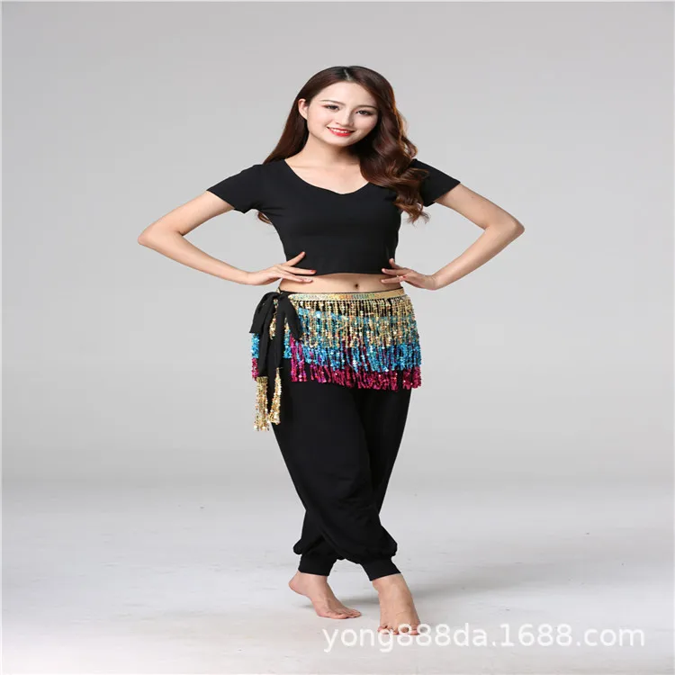 New Belly Dance Waist Chain Performance Clothes Skirt Waist Towel Sequined Fringed Waist Chain