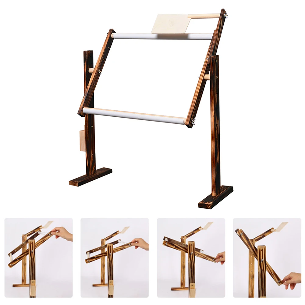 1Set Frame Floor Stand Adjustable Solid Wooden Cross Stitch Rack Embroidery Holder Frame Cross Tapestry Needlework Floor Stand