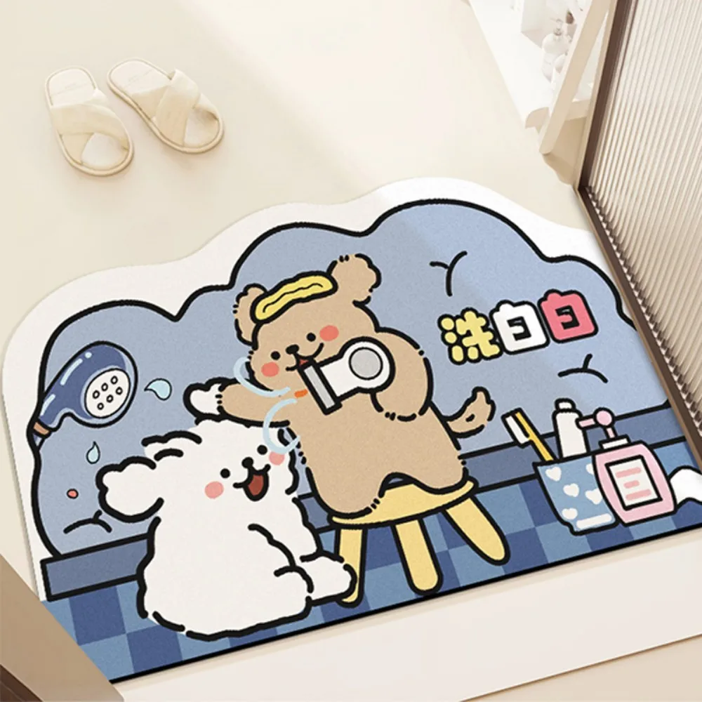 VIKAMA Cartoon Cute Silica Clay Decorative Carpet Anti-slip Water Absorbing Entrance Hall Bathroom Home Decoration