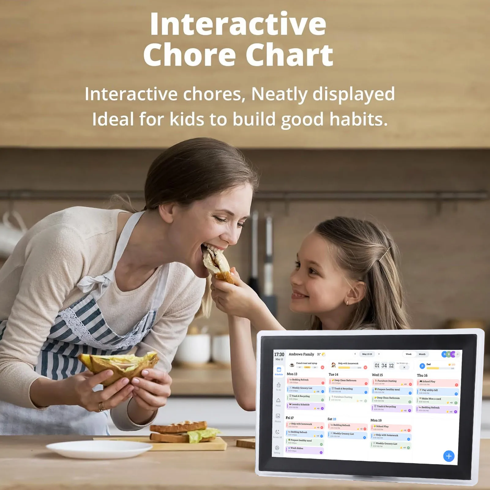 

15.6in 1920x1080 WIFi Digital Calendar Wall Chore Chart Touchscreen Electronic Smart Family Planner Interactive Display Desk