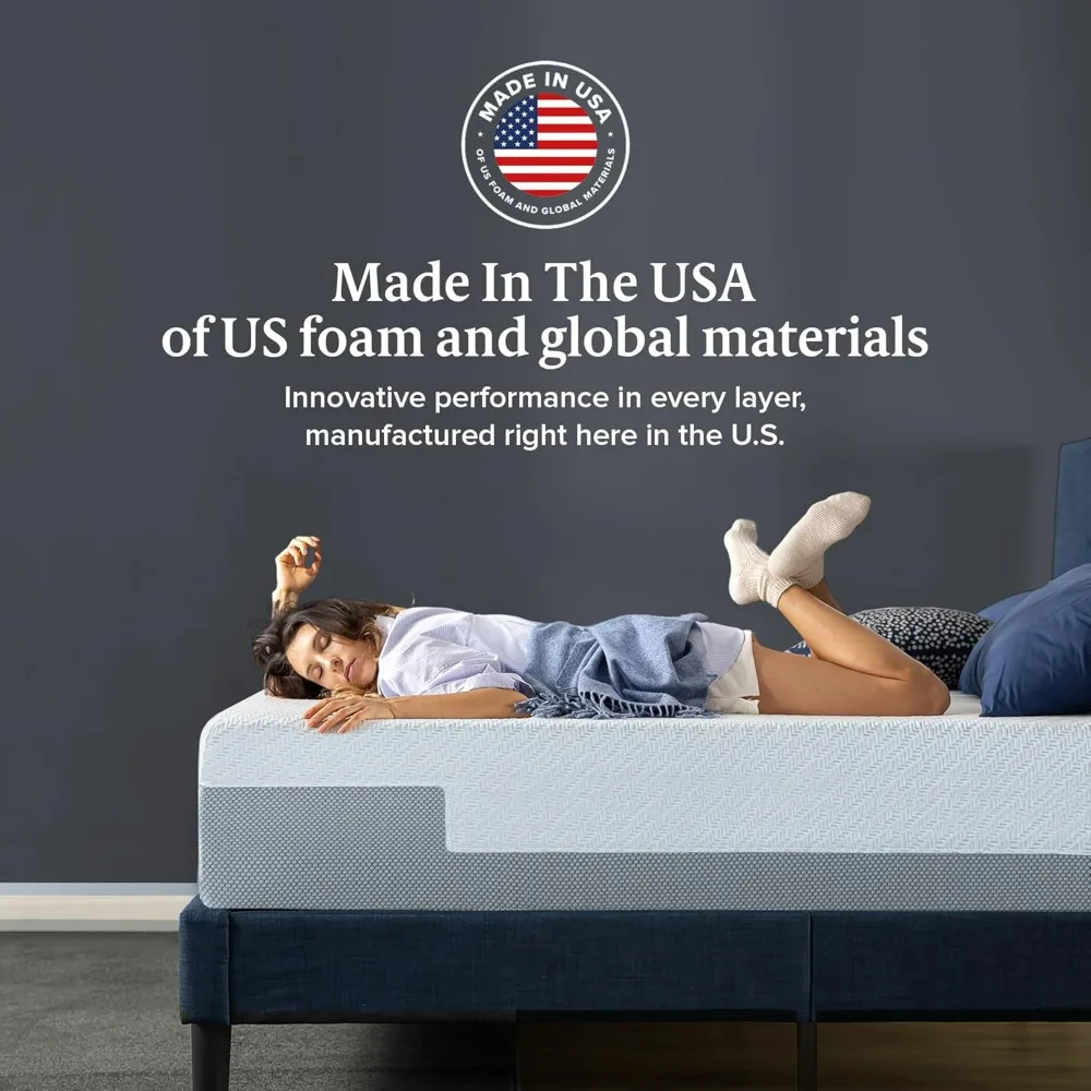 مرتبة QuadCool من إسفنج الذاكرة مقاس 12 بوصة بحجم مزدوج - غطاء منسوج ناعم، تبريد جل، معتمد من الولايات المتحدة #3