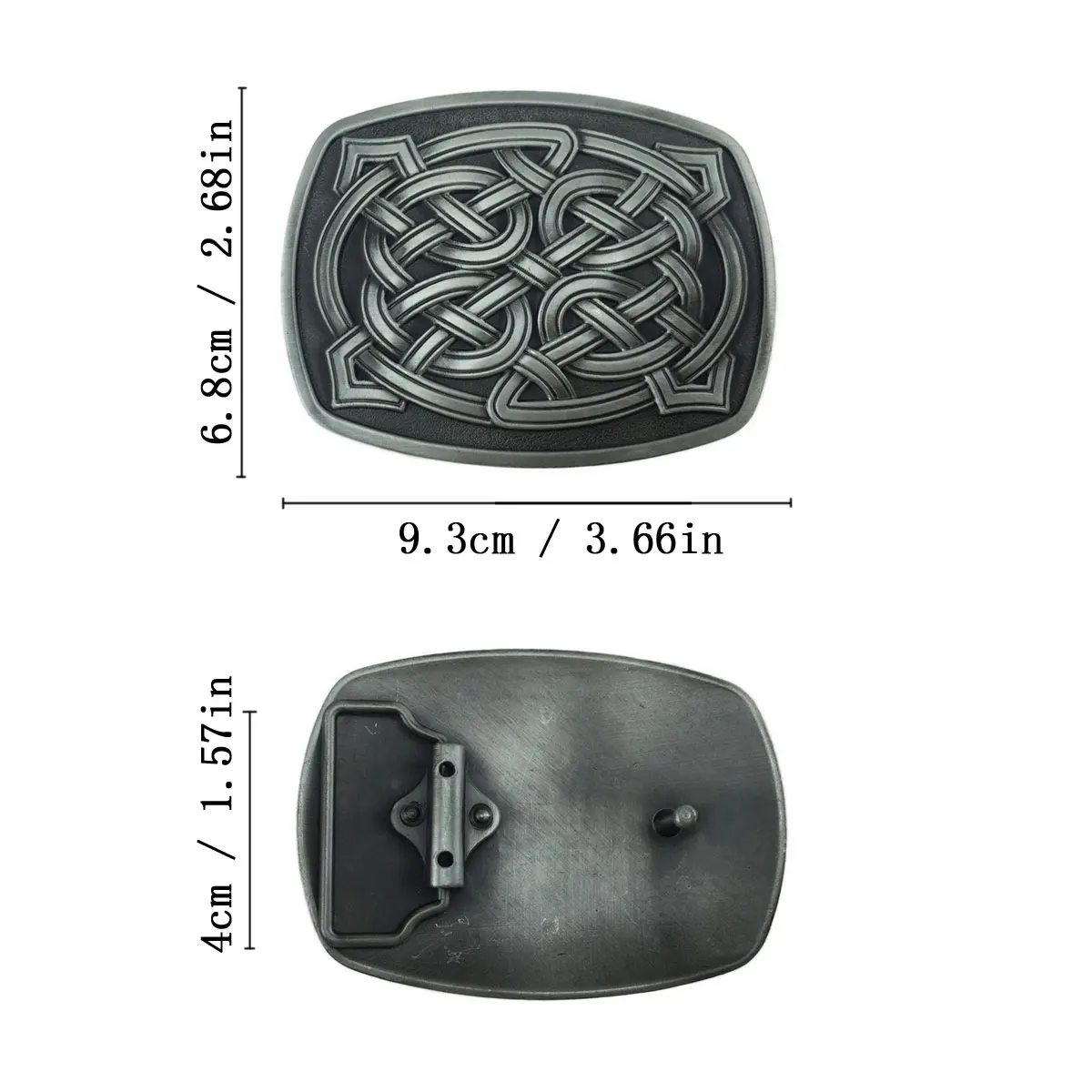 Vintage Knot Belt Buckle Antique Silver Embossed Pattern Rectangle Western Cowboy Unisex Jeans Belt Accessories Dropshipping