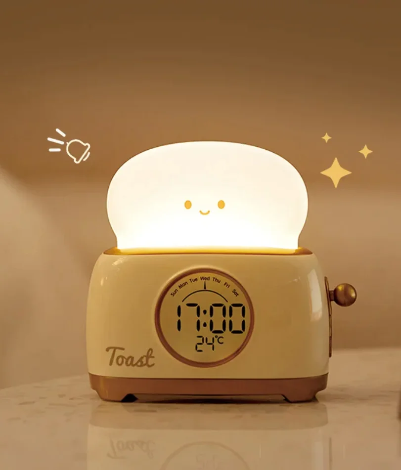 Kid Alarm Clock LED Night Light Digital Clock Children's Sleep Trainier For Home Bedroom Bedside Cute Temperature Display Reloj