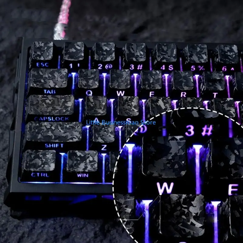 Mechanisches Tastatur-Tastenkappen-Set mit Karbonfaser-Textur, Seitendruck, OEM-Profil, 140-Tasten-Layout-Abdeckung für Home – Detail 9