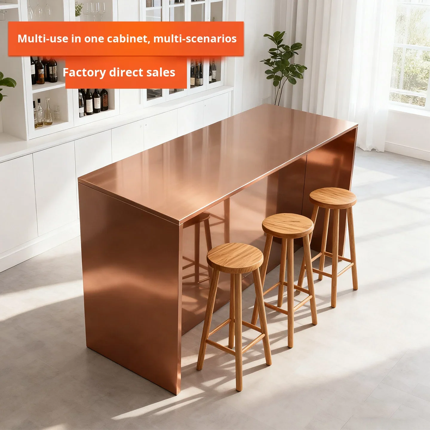 Stainless steel rectangular island counter, bar counter, workbench, operating table and display rack.